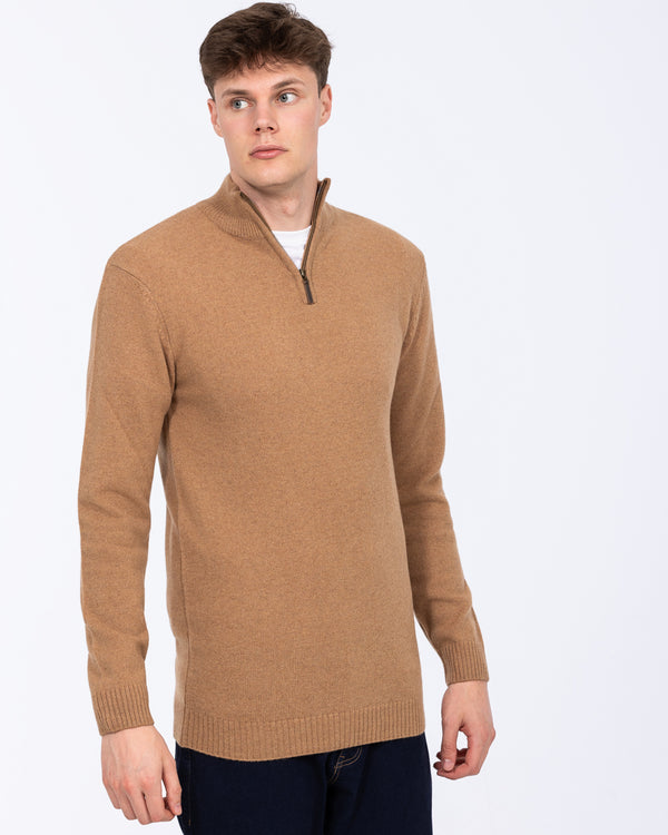 2t Lambswool Quarter Zip Tall Jumper (caramel)