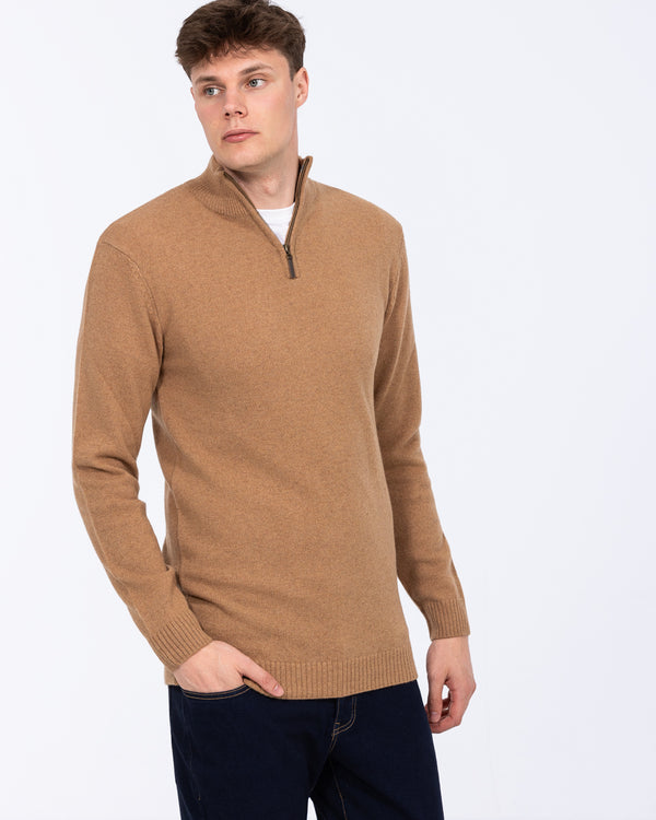 2t Lambswool Quarter Zip Tall Jumper (caramel)