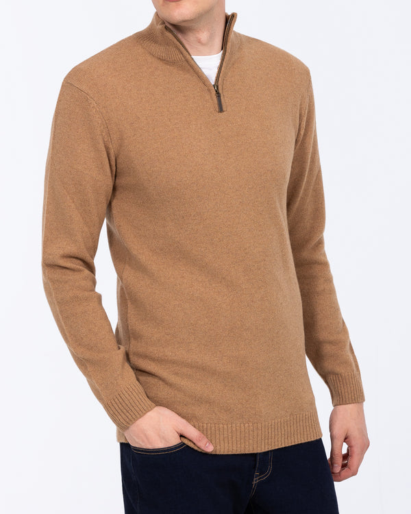 2t Lambswool Quarter Zip Tall Jumper (caramel)