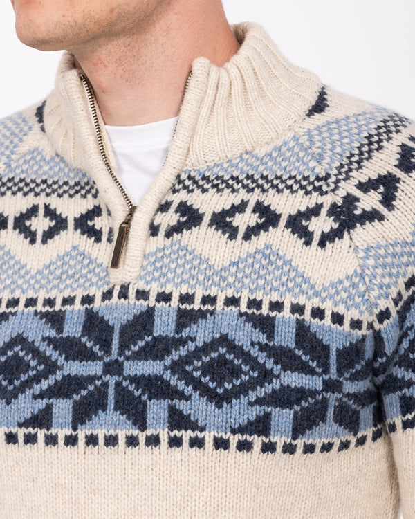 2t Tall Lambswool Quarter Zip Nordic Jumper (ecru)