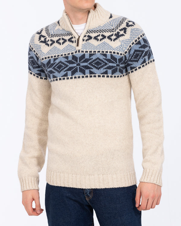 2t Tall Lambswool Quarter Zip Nordic Jumper (ecru)