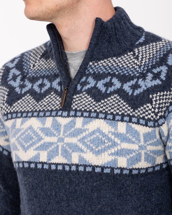 2t Tall Lambswool Quarter Zip Nordic Jumper (midnight)