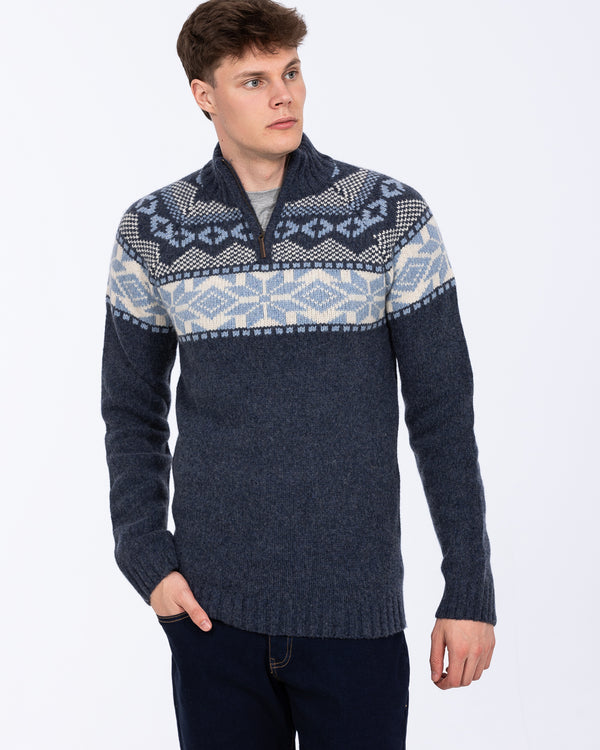 2t Tall Lambswool Quarter Zip Nordic Jumper (midnight)