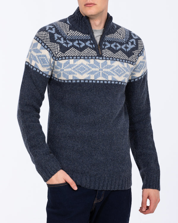 2t Tall Lambswool Quarter Zip Nordic Jumper (midnight)