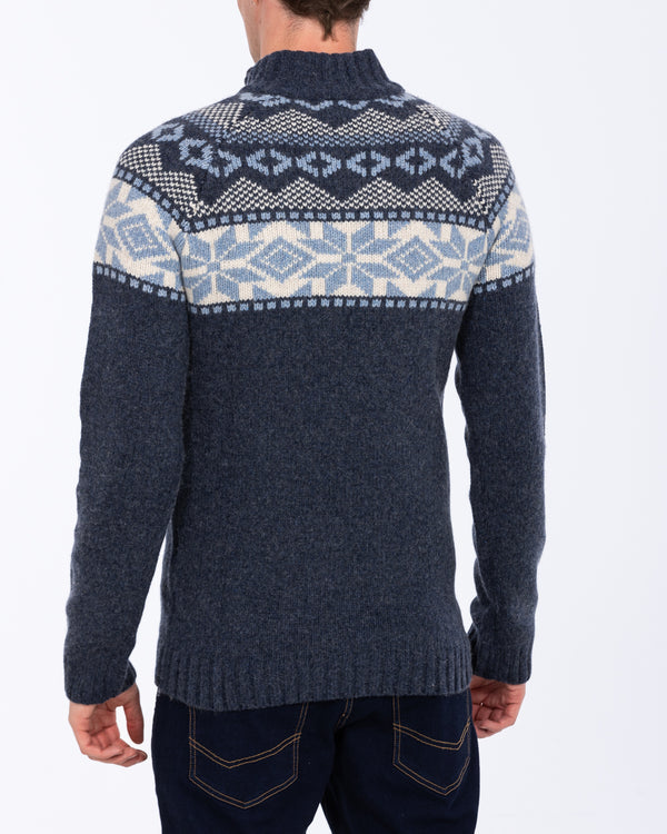 2t Tall Lambswool Quarter Zip Nordic Jumper (midnight)