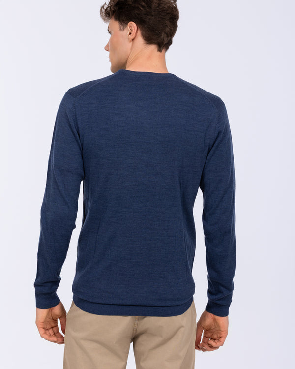 2t hoher Merino Blend Rundhals-Pullover (Indigo)