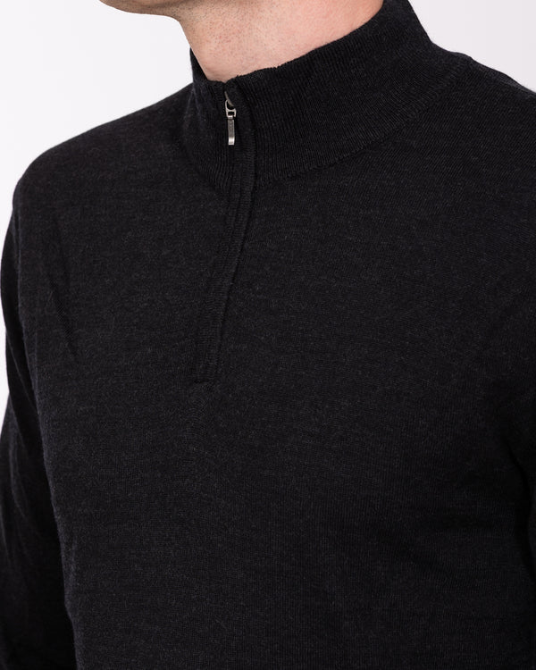 2t Tall Merino Blend Quarter Zip Jumper (black)