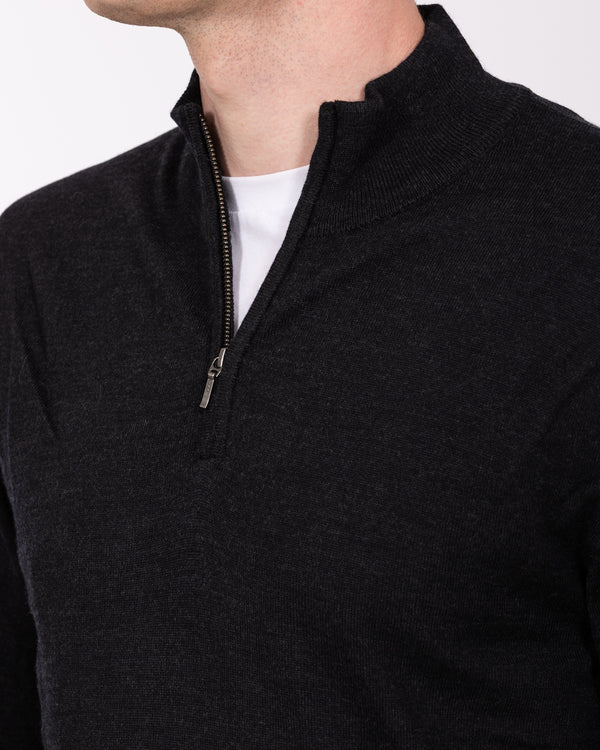 2t Tall Merino Blend Quarter Zip Jumper (black)