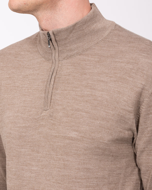 2t Tall merino Blend-trui met kwartrits (taupe)