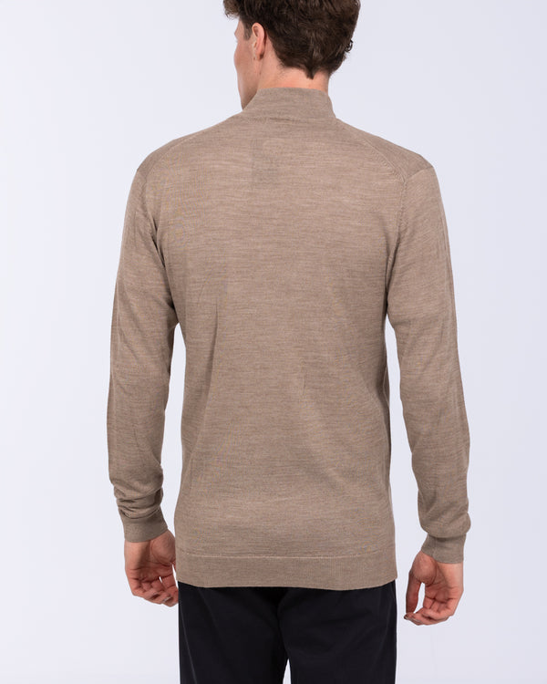 2t Tall Merino Blend Quarter Zip Jumper (taupe)