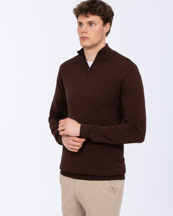 2t Niall Baumwollpullover mit Viertelreißverschluss für Große (Schokolade)