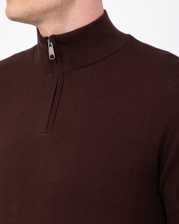 2t Niall Baumwollpullover mit Viertelreißverschluss für Große (Schokolade)