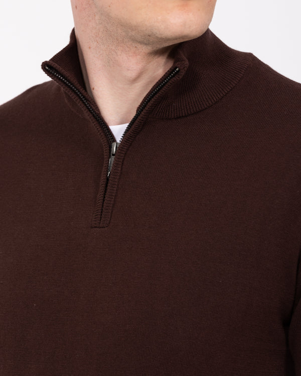 2t Niall Baumwollpullover mit Viertelreißverschluss für Große (Schokolade)