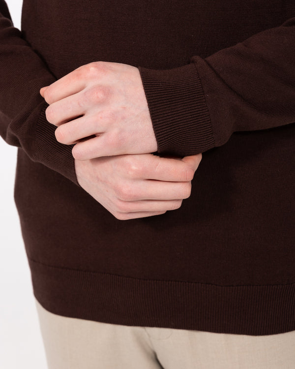 2t Niall Baumwollpullover mit Viertelreißverschluss für Große (Schokolade)