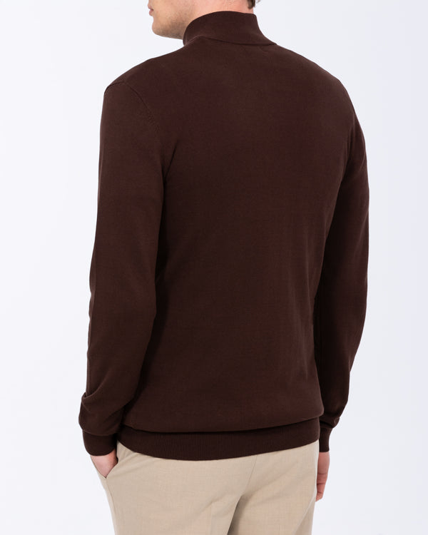 2t Niall Cotton Quarter Zip Tall Jumper (chocolate)