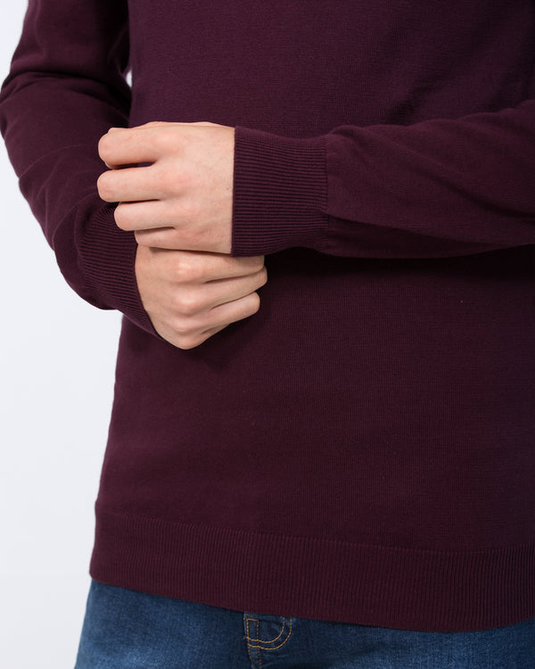 2t Niall Cotton Quarter Zip Tall Jumper (burgundy)