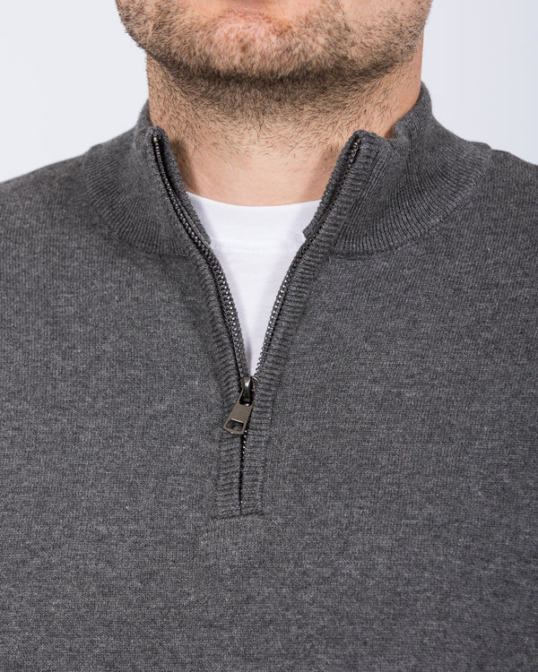 2t Niall Cotton Quarter Zip Tall Jumper (charcoal)
