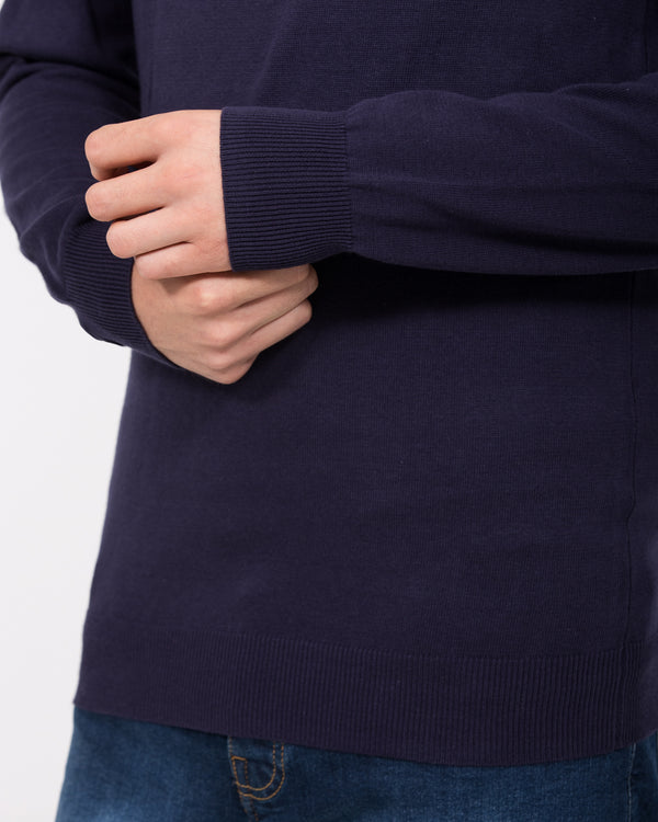 2t Niall Cotton Quarter Zip Tall Jumper (navy)