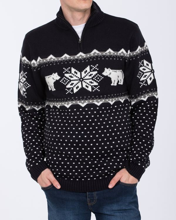 2t Tall Polar Bear Quarter Zip Christmas Jumper (navy)