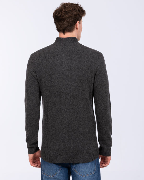 2t Tall Pure Lambswool Quarter Zip Jumper (charcoal)