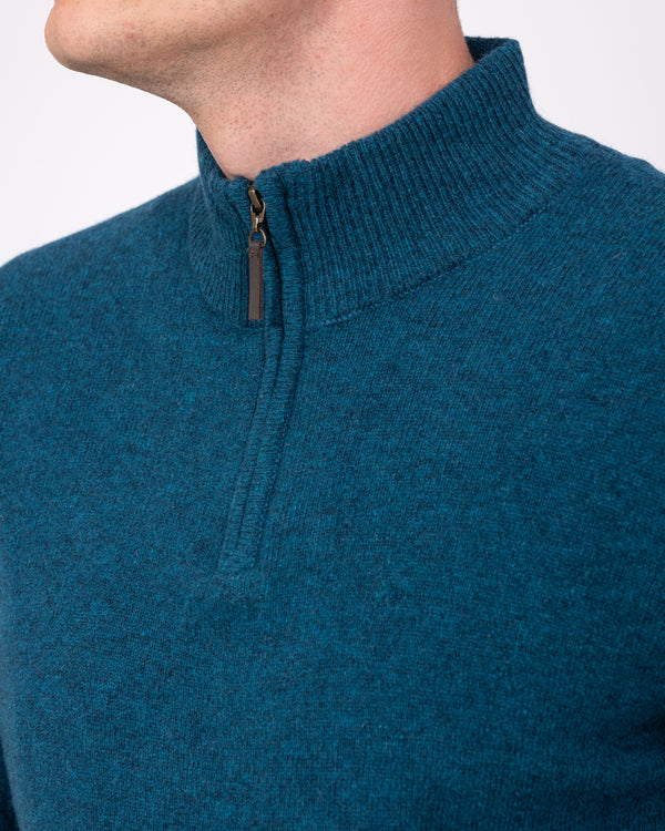 2t Tall Pure Lambswool Quarter Zip Jumper (teal)