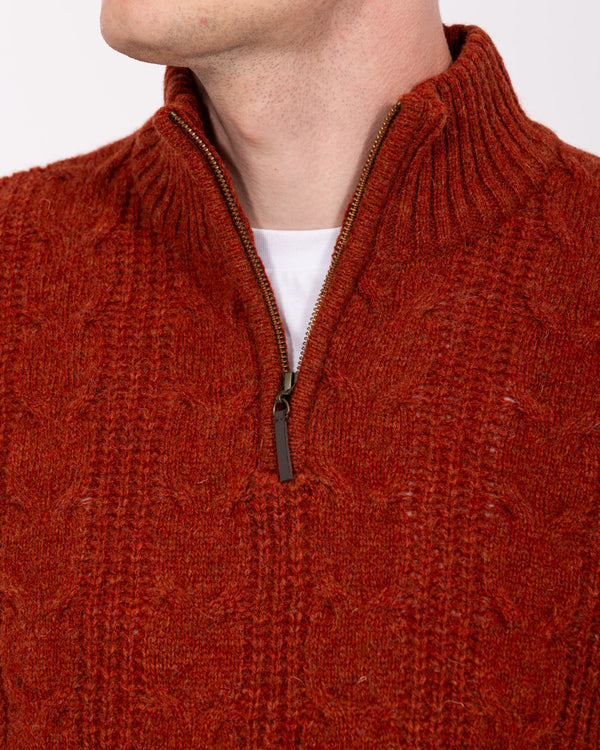 2t Tall Pure Wool Cable Quarter Zip Jumper (red)