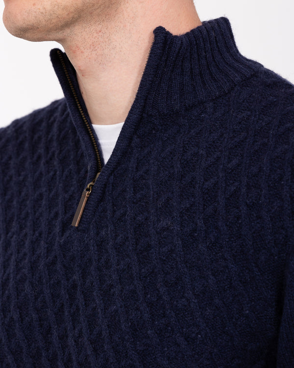 2t Tall Quarter Zip Cable Knit Jumper (navy)