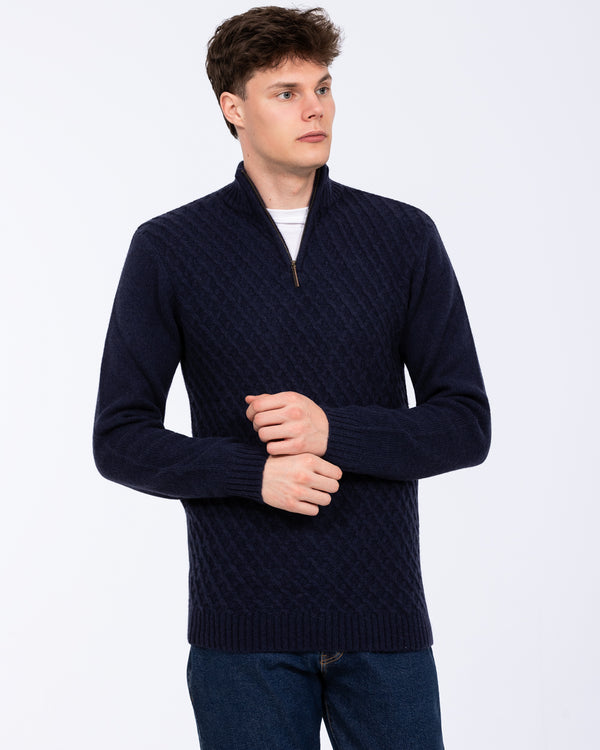2t Tall Quarter Zip Cable Knit Jumper (navy)