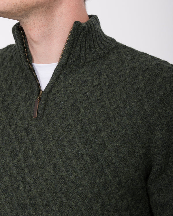 2t Tall Quarter Zip Cable Knit Jumper (forest)