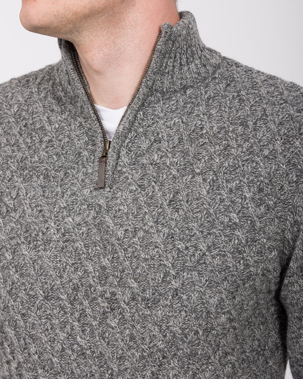2t Tall Quarter Zip Cable Knit Jumper (grey)