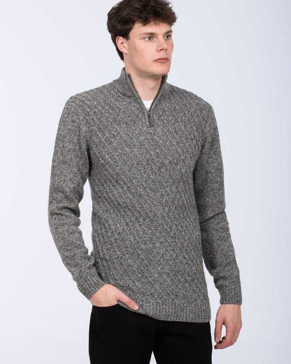 2t Tall Quarter Zip Cable Knit Jumper (grey)
