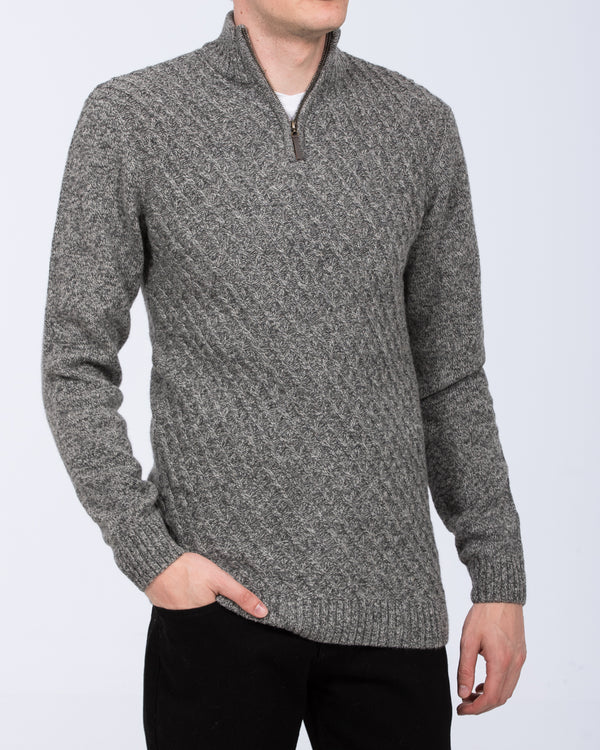 2t Tall Quarter Zip Cable Knit Jumper (grey)