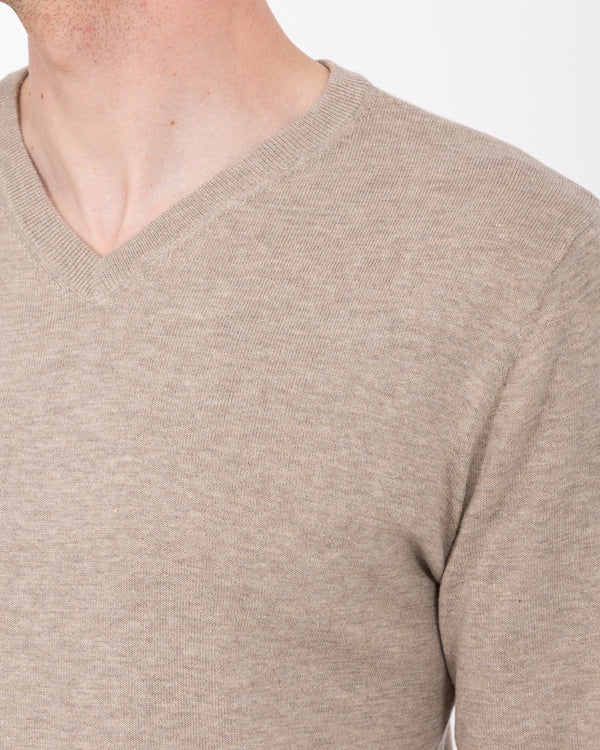 2t Victor Tall Cotton V-Neck Jumper (oatmeal)