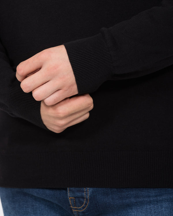 2t Victor Tall Cotton V-Neck Jumper (black)