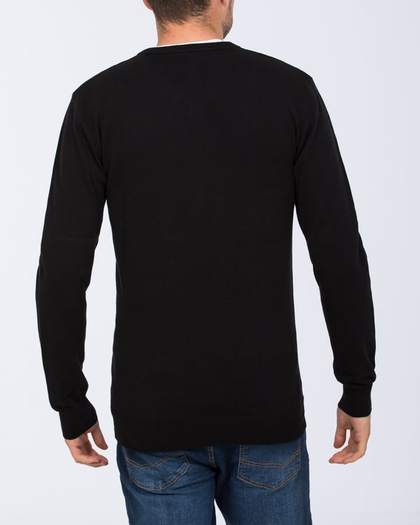2t Victor Tall Cotton V-Neck Jumper (black)