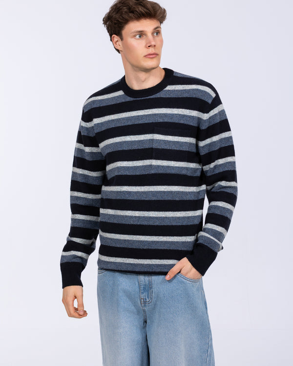 2t Cowan lang gestreept vest (marineblauwe streep)