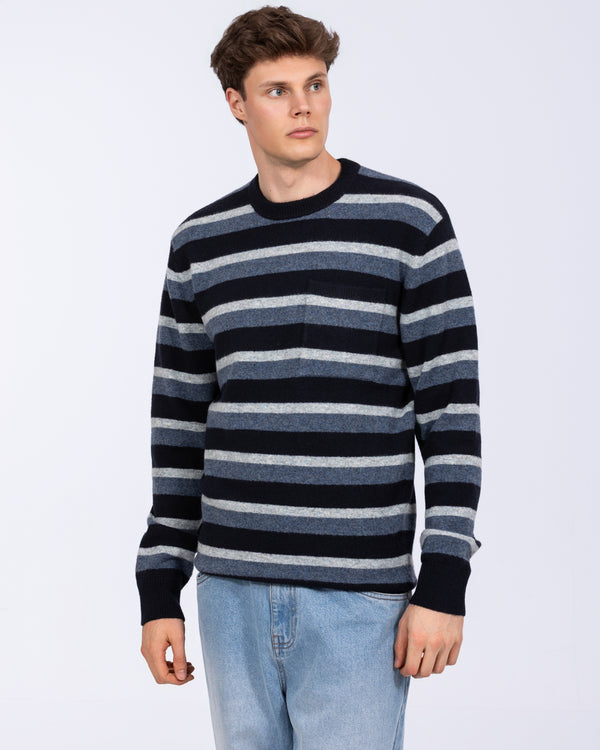 2t Cowan lang gestreept vest (marineblauwe streep)