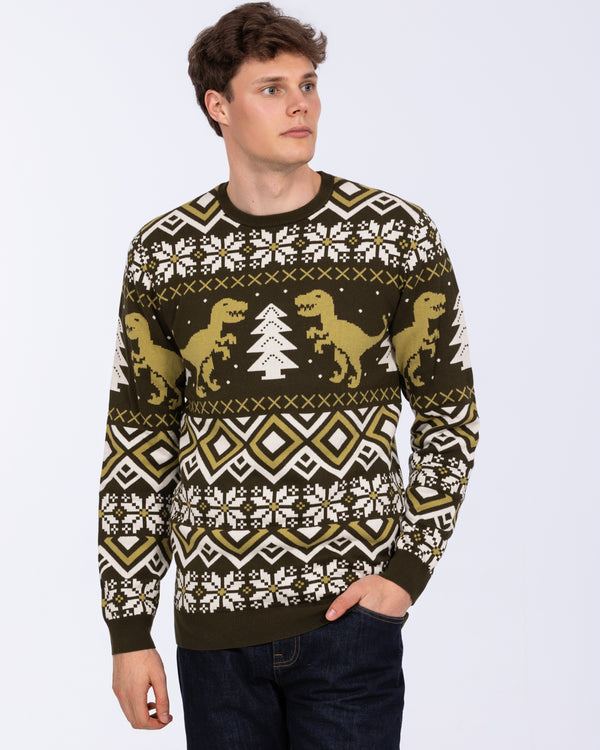 Weihnachtspullover mit Fair-Isle-Muster für 2-Jährige (grünes Motiv)