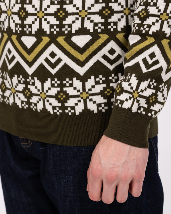 Weihnachtspullover mit Fair-Isle-Muster für 2-Jährige (grünes Motiv)