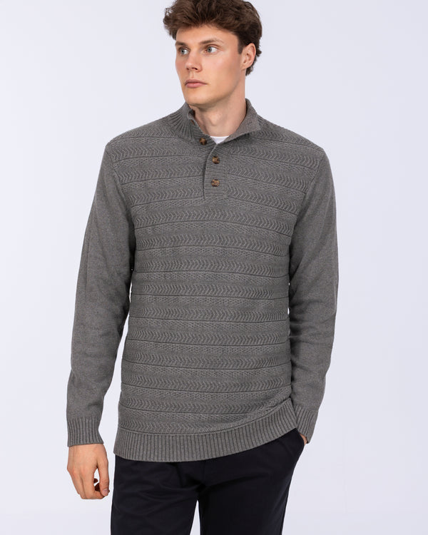 2t Irvine hoher Pullover mit Knopfleiste am Kragen (Anthrazit)
