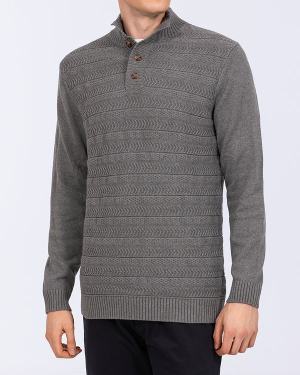 2t Irvine hoher Pullover mit Knopfleiste am Kragen (Anthrazit)