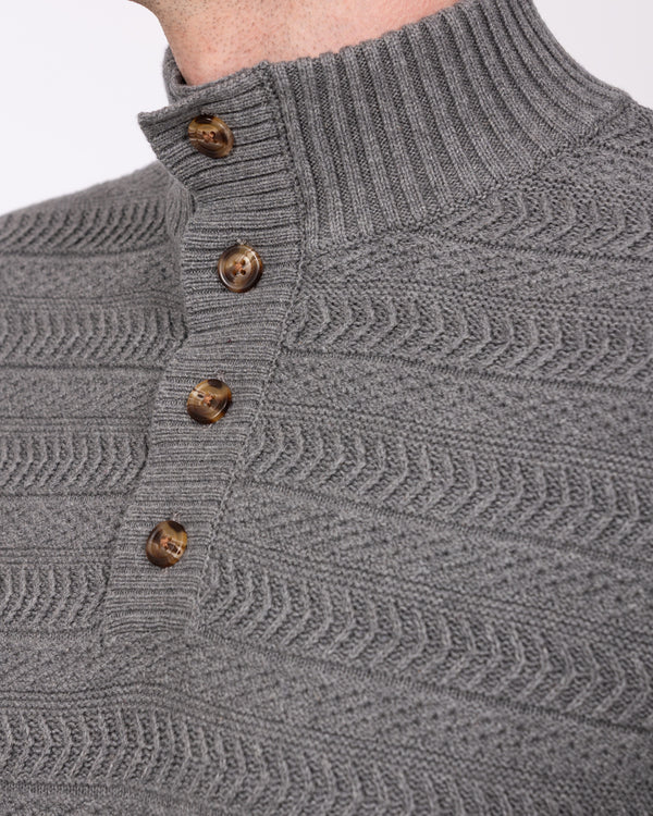 2t Irvine hoher Pullover mit Knopfleiste am Kragen (Anthrazit)