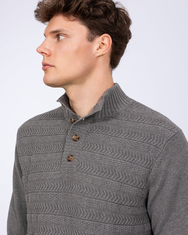 2t Irvine hoher Pullover mit Knopfleiste am Kragen (Anthrazit)
