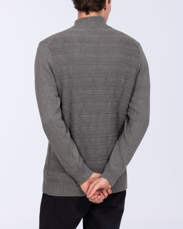 2t Irvine hoher Pullover mit Knopfleiste am Kragen (Anthrazit)