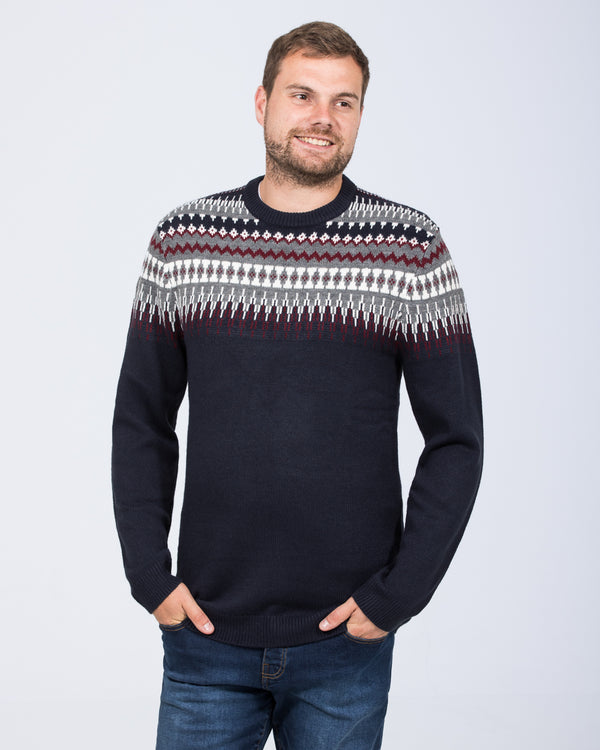 2t Finn Tall Fairisle Yoke Jumper (navy)