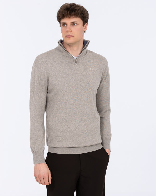 Parell Merino Blend hoher Viertel-Reißverschluss Golfpullover (grau meliert)