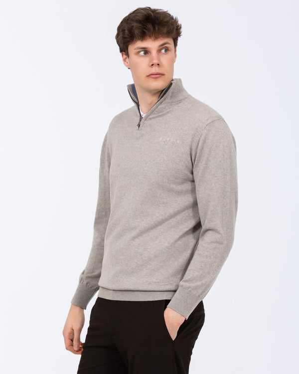 Parell Merino Blend hoher Viertel-Reißverschluss Golfpullover (grau meliert)
