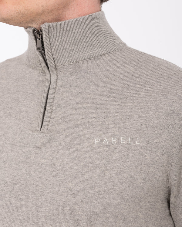 Parell Merino Blend hoher Viertel-Reißverschluss Golfpullover (grau meliert)