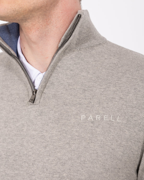Parell Merino Blend hoher Viertel-Reißverschluss Golfpullover (grau meliert)