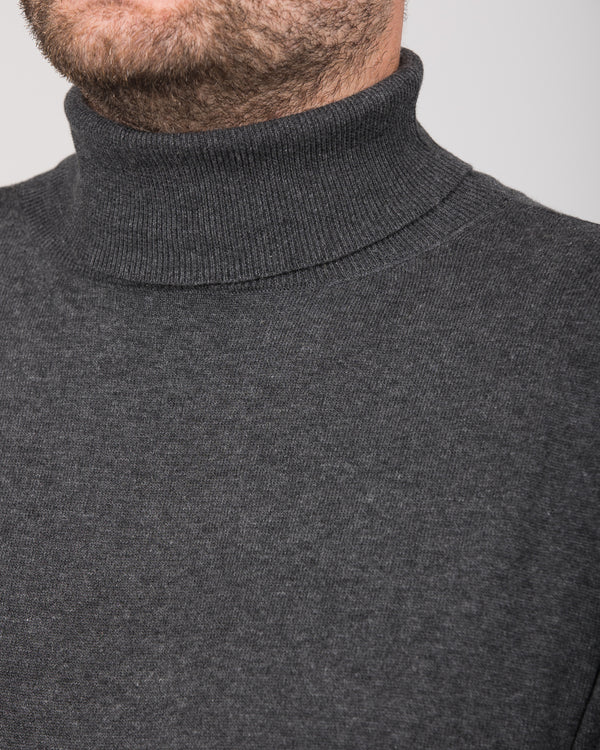 2t Rickie Cotton Roll Neck Tall Jumper (charcoal)